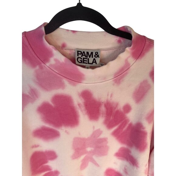 Pam & Gela Medium Tie-Dye Pink & White Cropped Sweatshirt - Picture 11 of 16